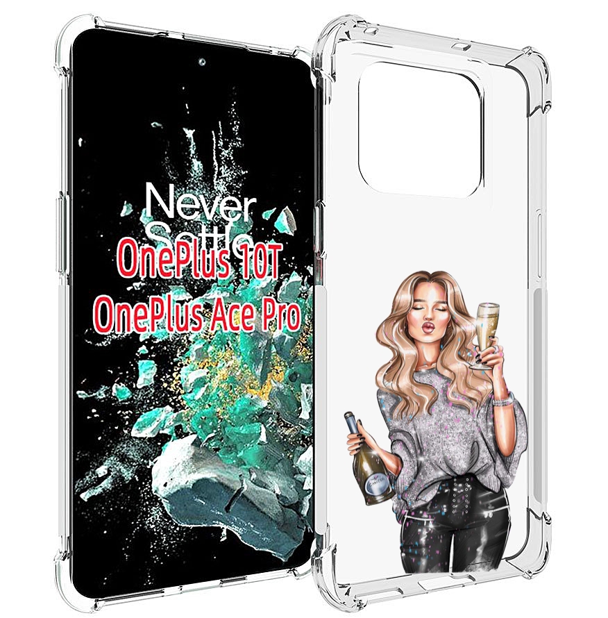 

Чехол MyPads красивая-любительница-шампанского женский для OnePlus 10T, Прозрачный, Tocco