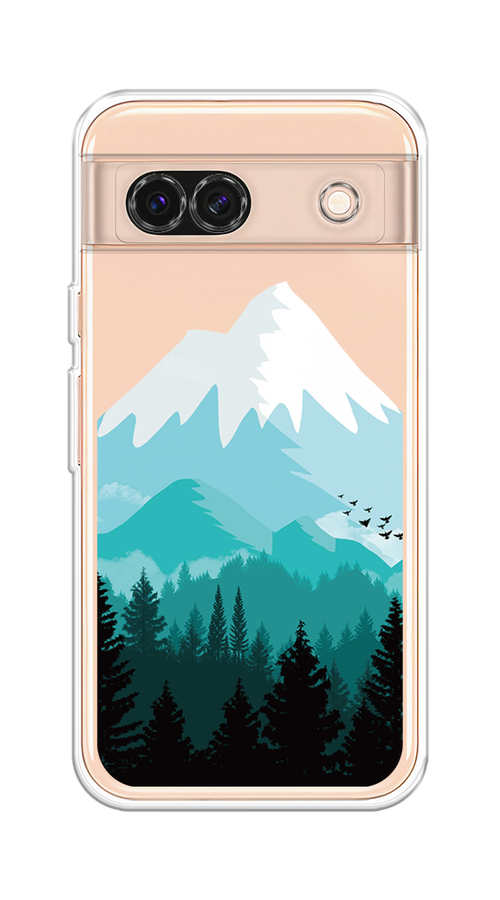 

Чехол на Google Pixel 8A "Синяя снежная гора", Белый;голубой;бирюзовый, 271750-1