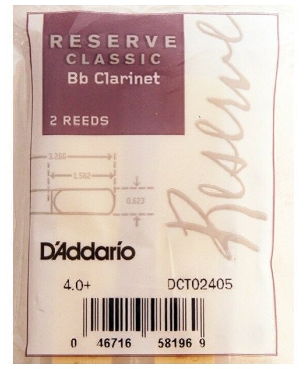 

Rico Dct02405 Reserve Classic - трости для кларнета Bb №4+, 2 шт/уп