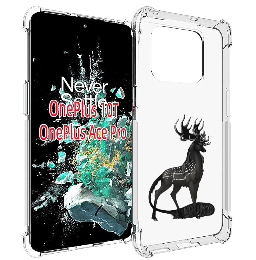 Чехол MyPads красивый-черный-олень для OnePlus 10T