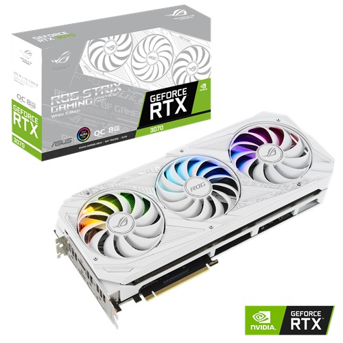 фото Видеокарта asus rog strix geforce rtx 3070 white edition (rog-strix-rtx3070-o8g-white)