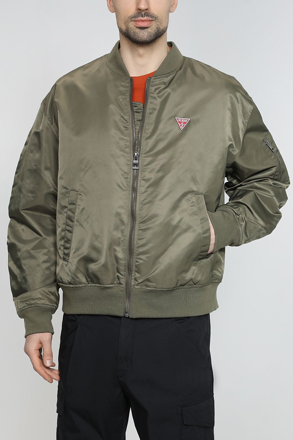 

Бомбер мужской Guess M3RL87 WFA20 хаки L, M3RL87 WFA20