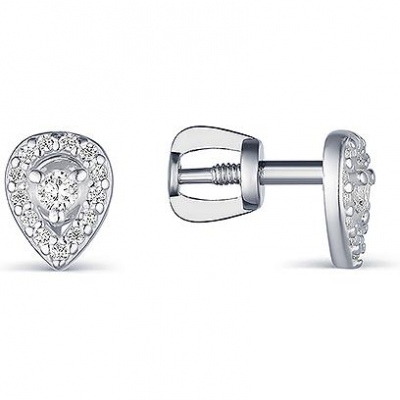 

Серьги из серебра с фианитом Эстет 45С153770, 45С153770
