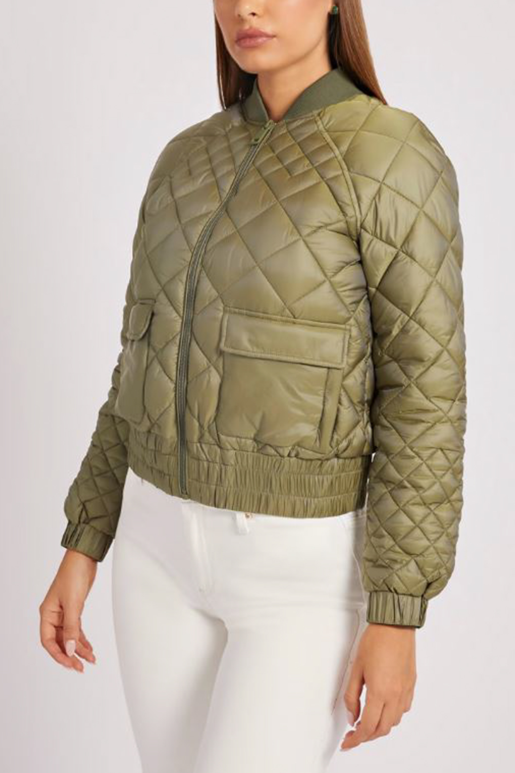 

Бомбер женский Guess W3RL09 WF5E0 зеленый S, W3RL09 WF5E0