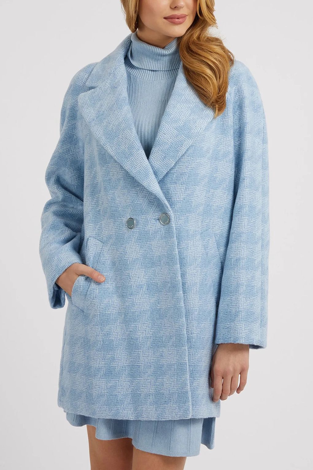 Пальто женское Guess W3RL13 WF5I0 голубое M