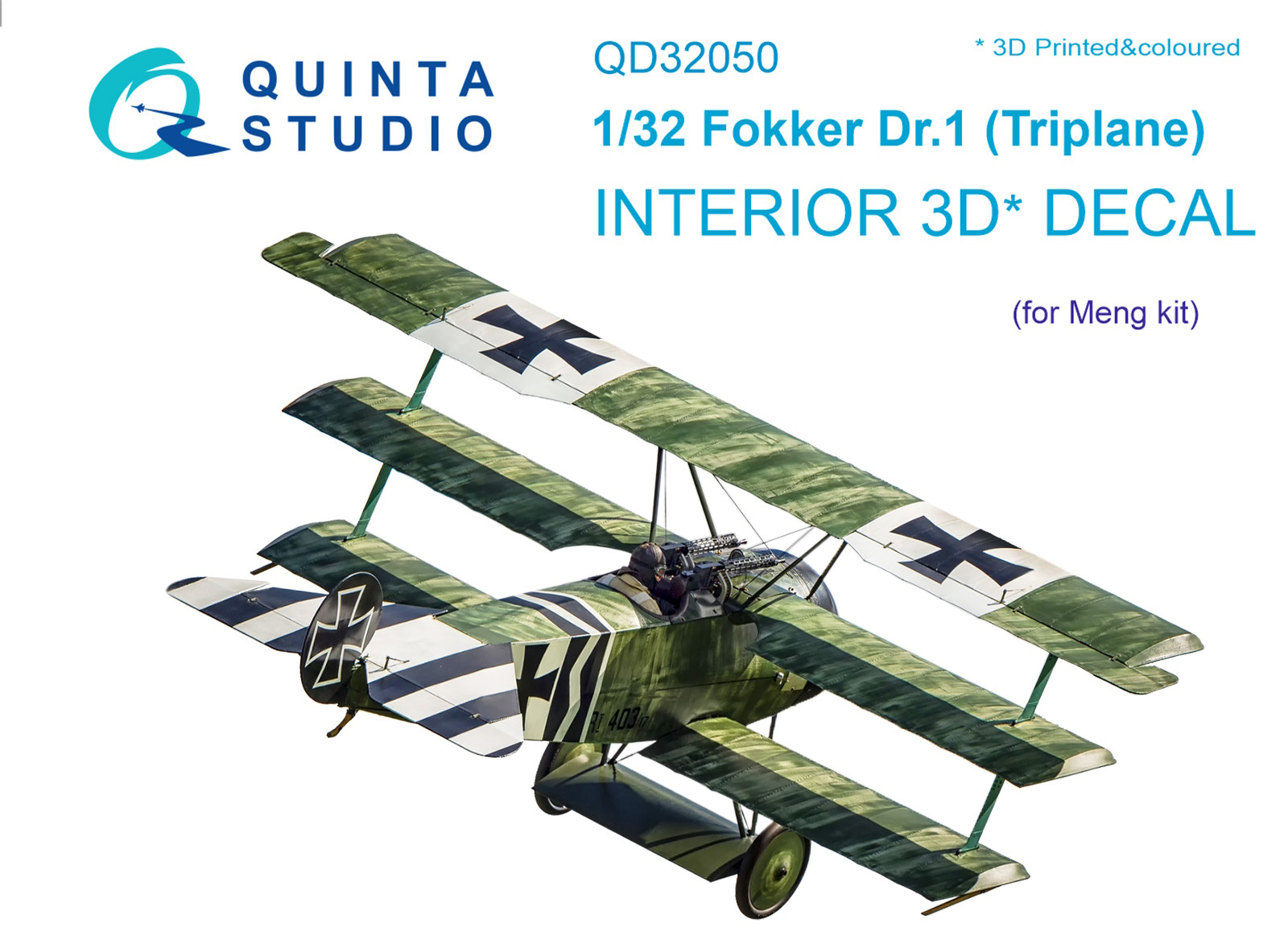 

QD32050 3D Декаль интерьера кабины Fokker Dr.1 для модели Meng, Цветной
