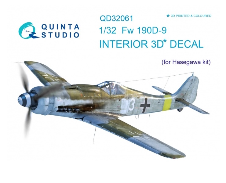 

QD32061 3D Декаль интерьера кабины FW 190D-9 для модели Hasegawa, Цветной