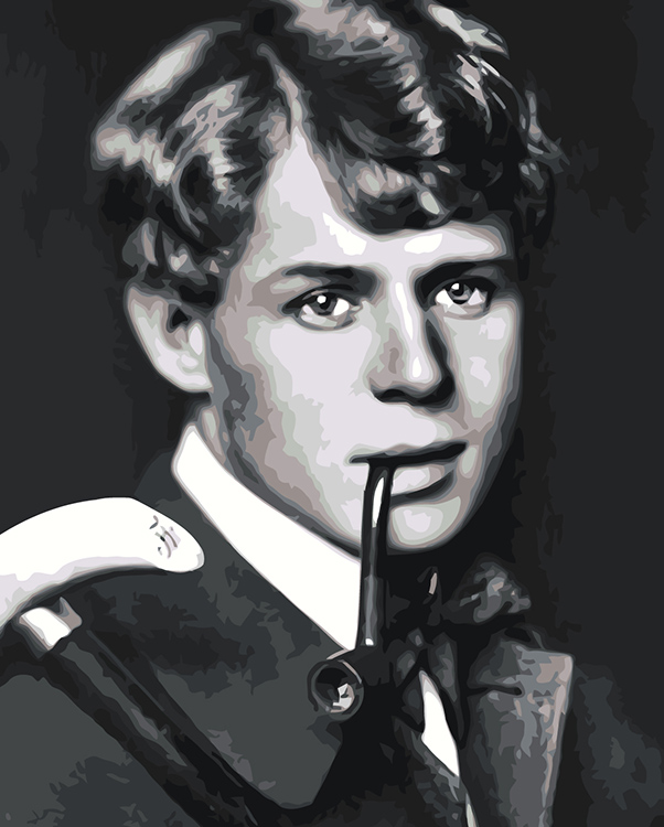Картина по номерам Цветное Поэт Сергей Есенин с трубкой