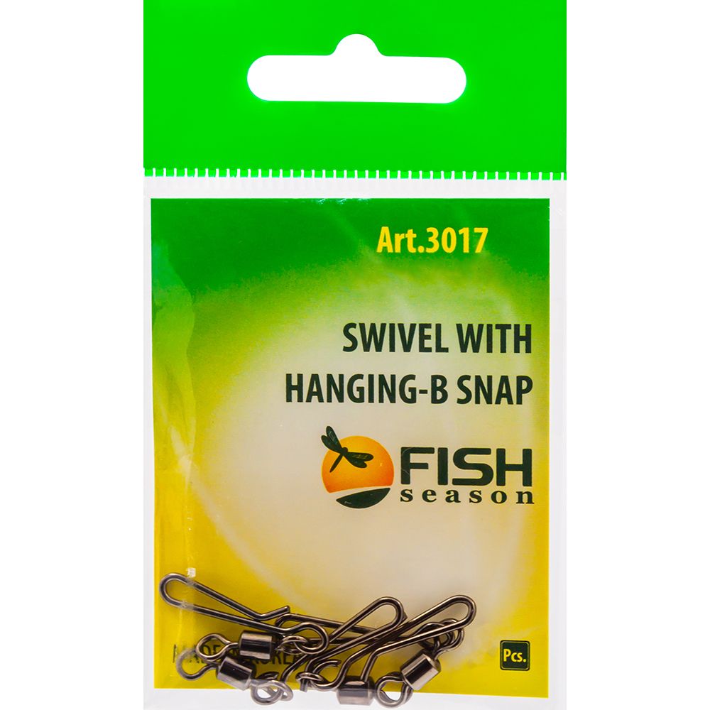 Вертлюжки с быстросъёмной застёжкой Fish Season SWIWEL w/HANGING-B Snap 3017 10, 5кг 7шт