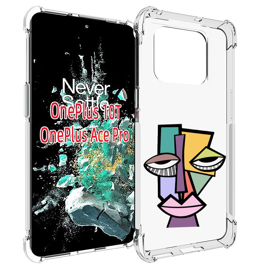 

Чехол MyPads лицо из квадратиков с глазами женский для OnePlus 10T, Прозрачный, Tocco