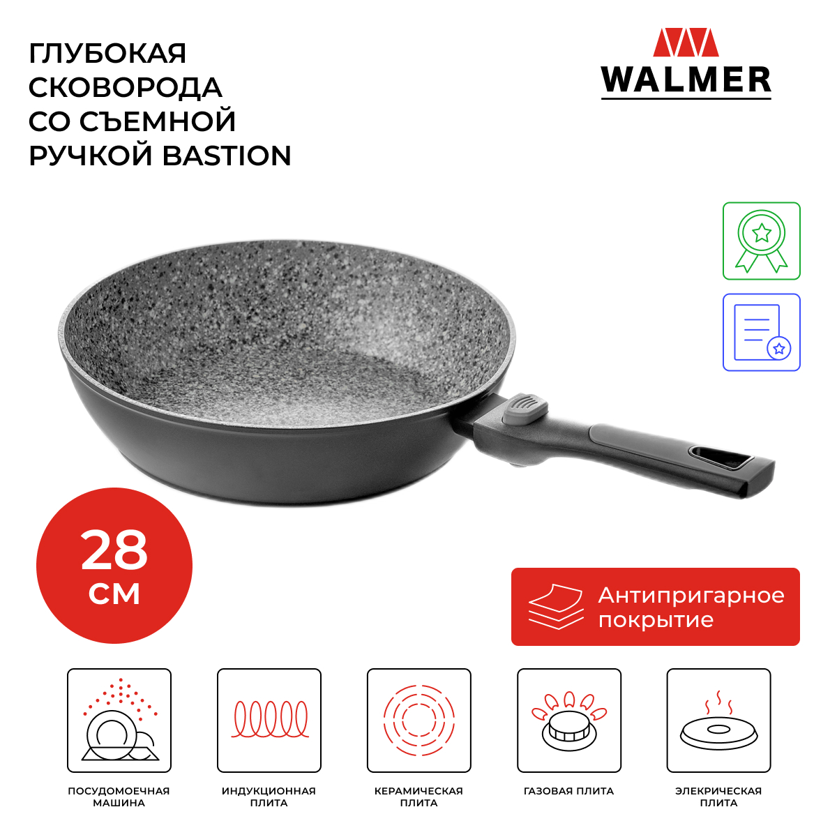 Сковорода универсальная Walmer Bastion 28 см серый W10062870