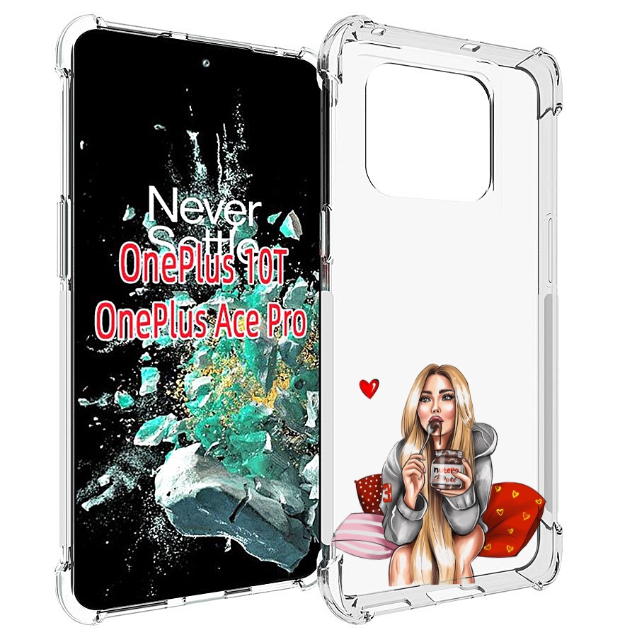 

Чехол MyPads любительница-нутеллы женский для OnePlus 10T, Прозрачный, Tocco