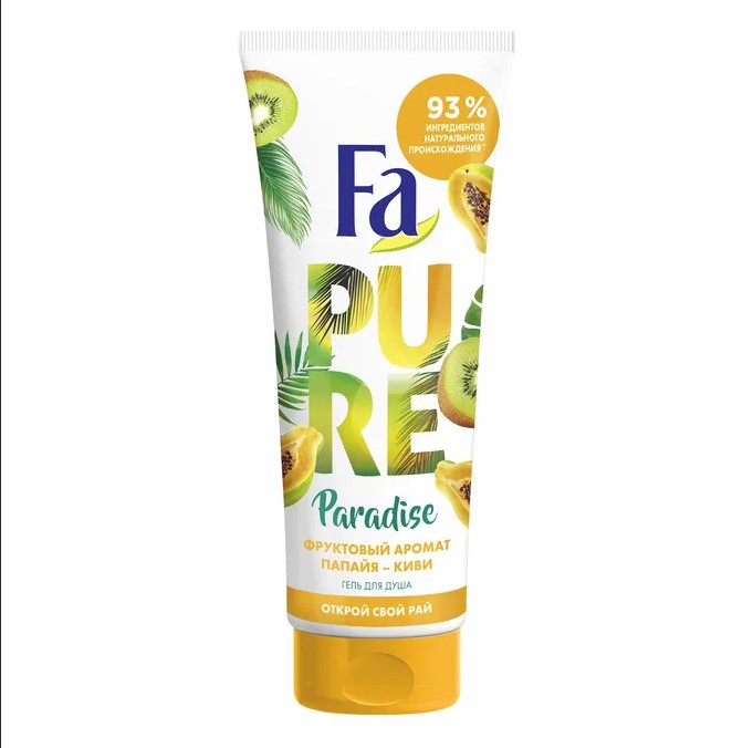 Гель для душа Fa Pure Paradise, фруктовый аромат папайя-киви, 200 мл