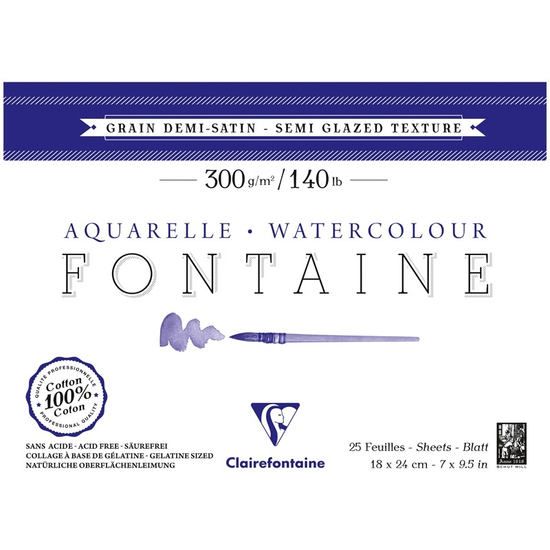 

Альбом для акварели Clairefontaine 96405C 25 л 18х24см Fontaine Demi-satin полусатин