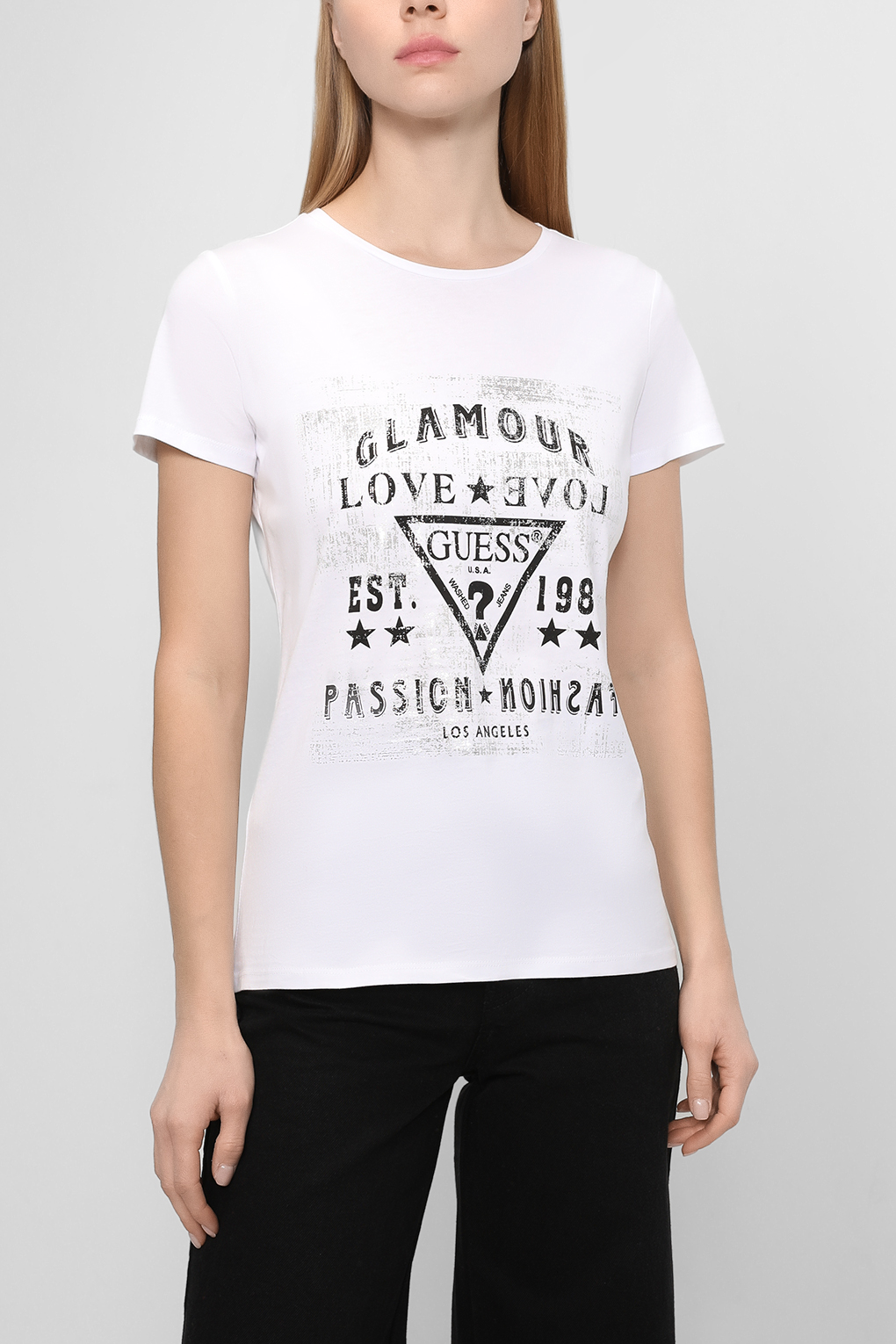 

Футболка женская Guess W3RI62 JA900 белая S, Белый, W3RI62 JA900