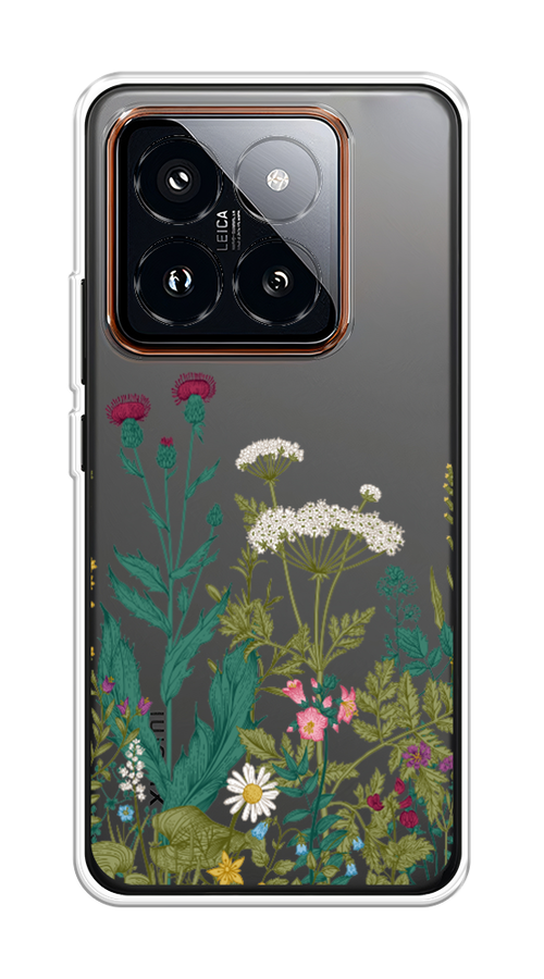 

Чехол на Xiaomi 14 Pro "Дикие полевые цветы", Зеленый;розовый;белый, 320450-1