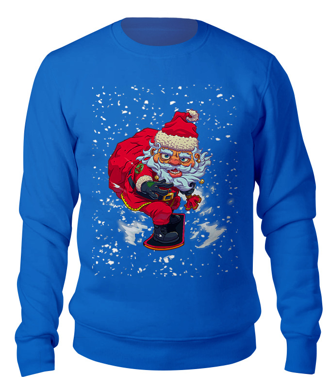 

Свитшот унисекс Printio Santa snowboard синий S, Santa snowboard