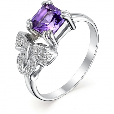 

Кольцо с аметистом и фианитами из серебра р. 17,5 Алкор серебро 01-0465_00АМ-00, 01-0465_00АМ-00