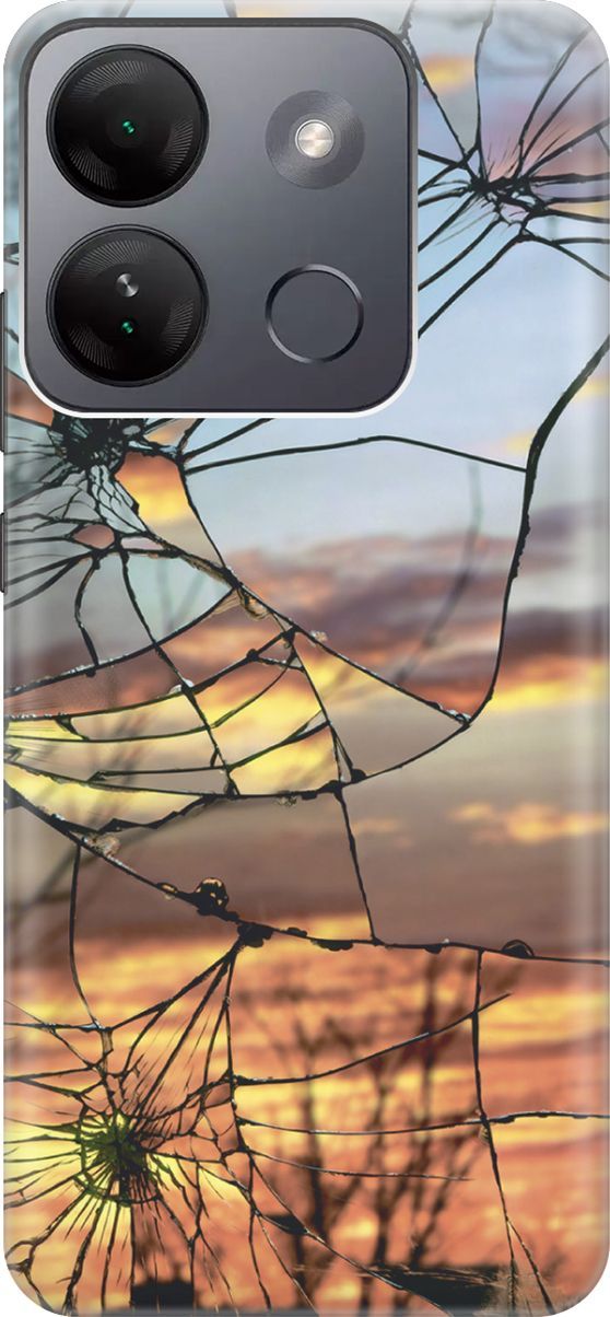 

Чехол на Infinix Smart 7 HD "Небо в трещинах", Голубой;оранжевый, 159427