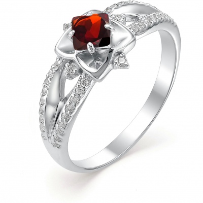 

Кольцо с гранатом и фианитами из серебра р. 17 Алкор серебро 01-0334_00ГР-00, 01-0334_00ГР-00