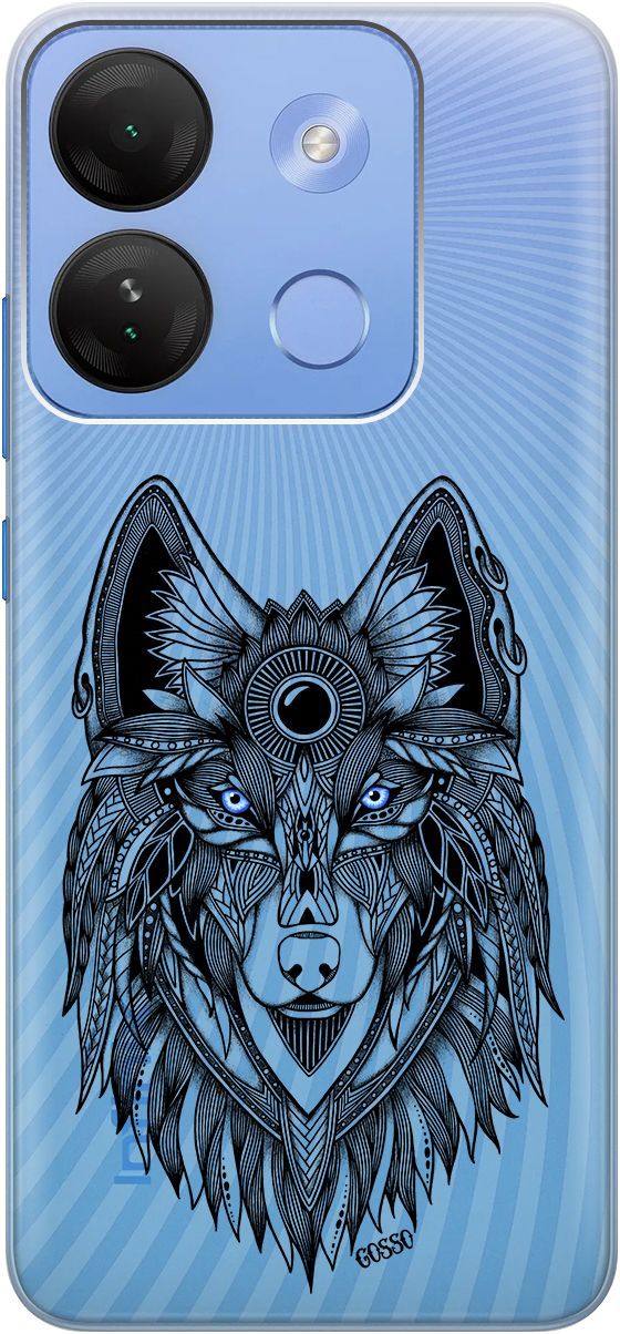 

Чехол на Infinix Smart 7 HD "Grand Wolf" прозрачный, Прозрачный;голубой, 159432