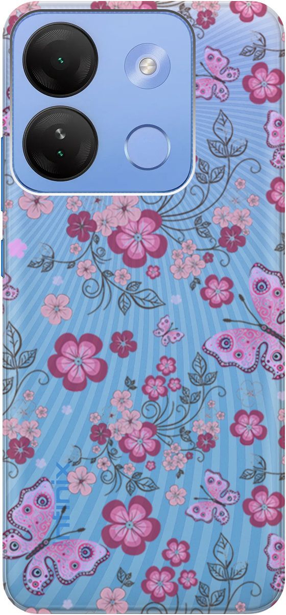 

Чехол на Infinix Smart 7 HD "Butterflies and Flowers" прозрачный, Прозрачный;розовый, 159432