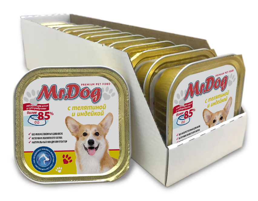 

Консервы для собак Mr. Dog, с телятиной и индейкой, 10шт по 300г, с телятиной и индейкой, 10шт по 300г