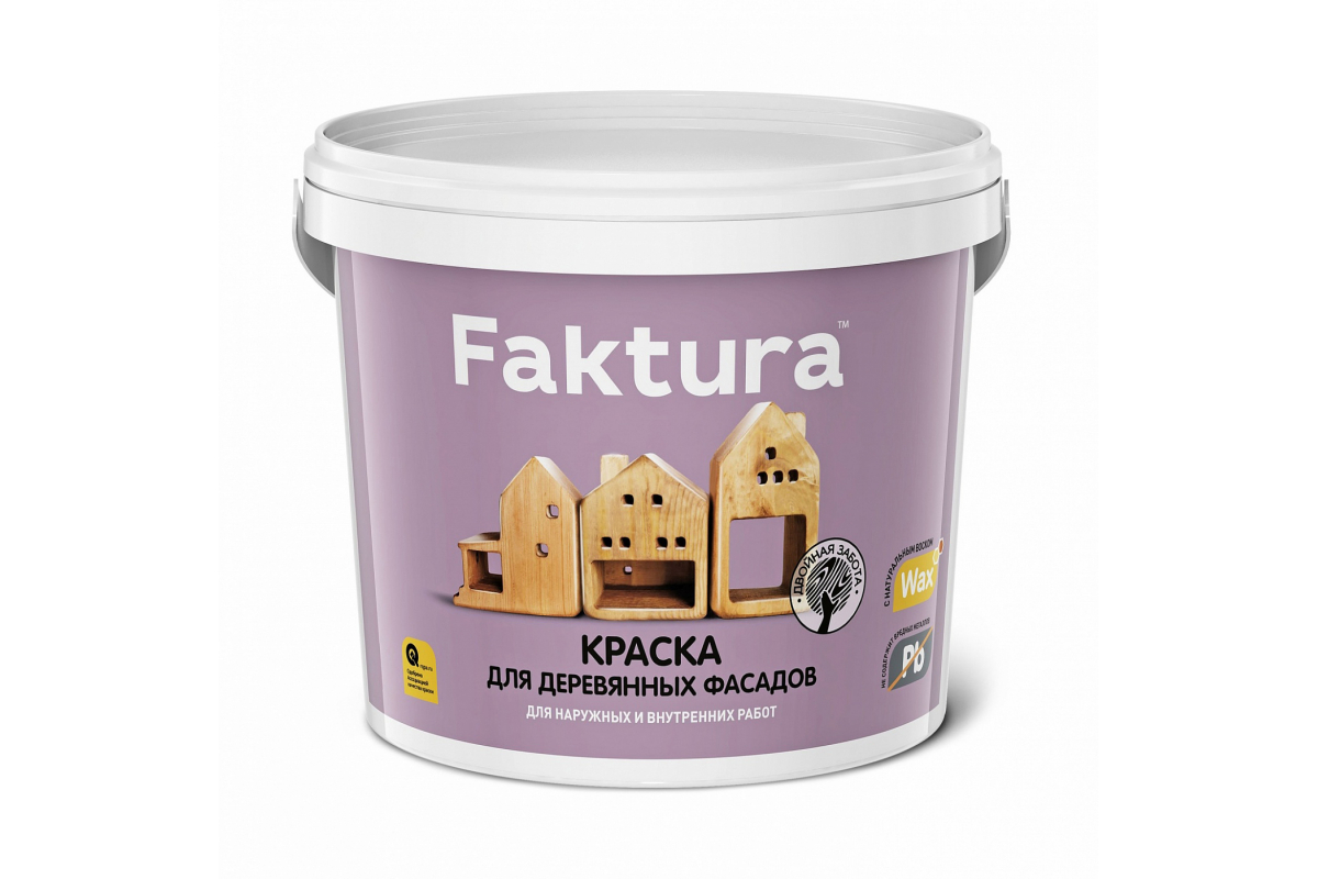 Краска FAKTURA для деревянных фасадов белая база А, ведро 2,7 л грунтовка faktura для деревянных фасадов антисептическая 9 л