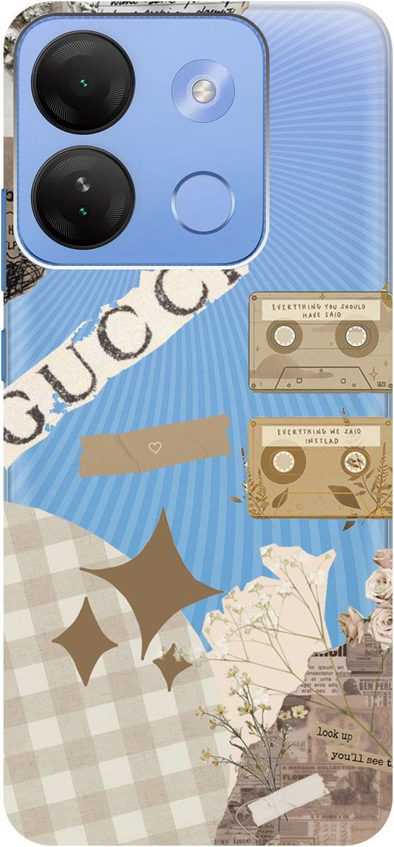 

Чехол на Infinix Smart 7 HD "GUCCI Stickers" прозрачный, Прозрачный;бежевый, 159433