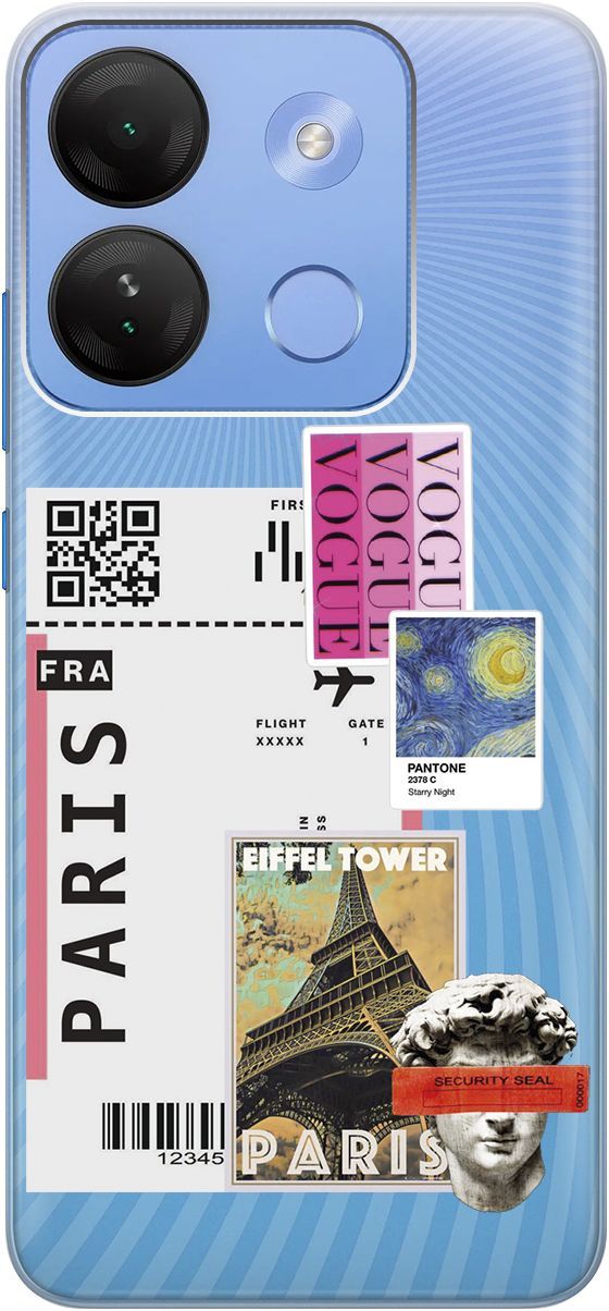 

Чехол на Infinix Smart 7 HD "Paris Stickers" прозрачный, Прозрачный;бежевый, 159433
