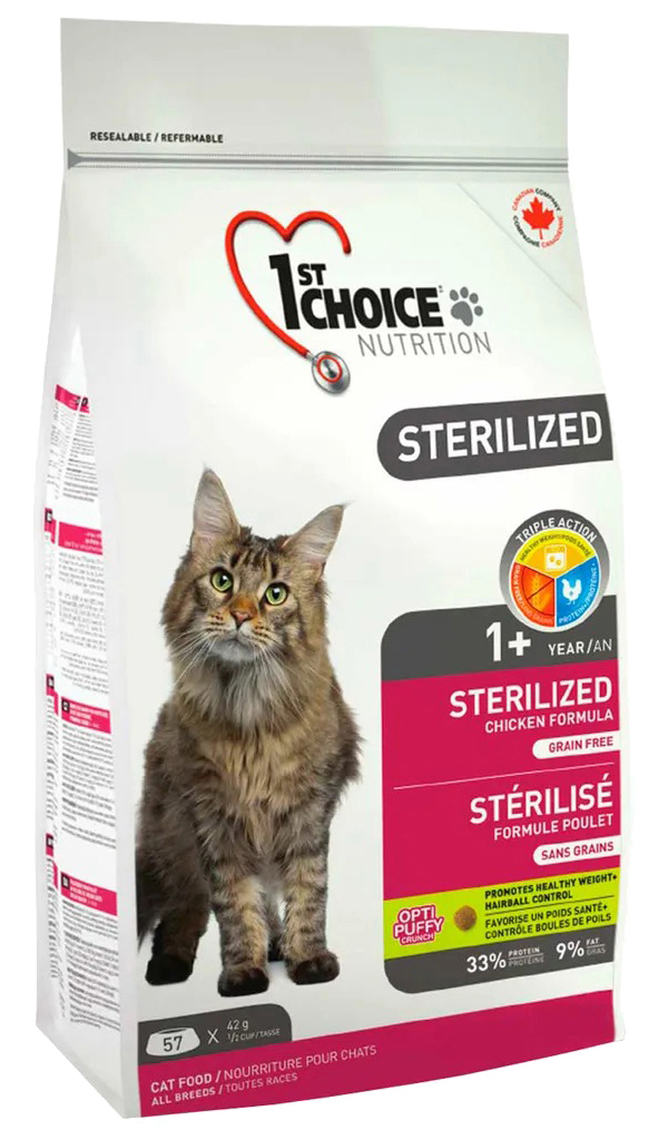 фото Сухой корм для кошек 1st choice cat adult sterilized, с курицей и картофелем, 2шт по 2,4кг