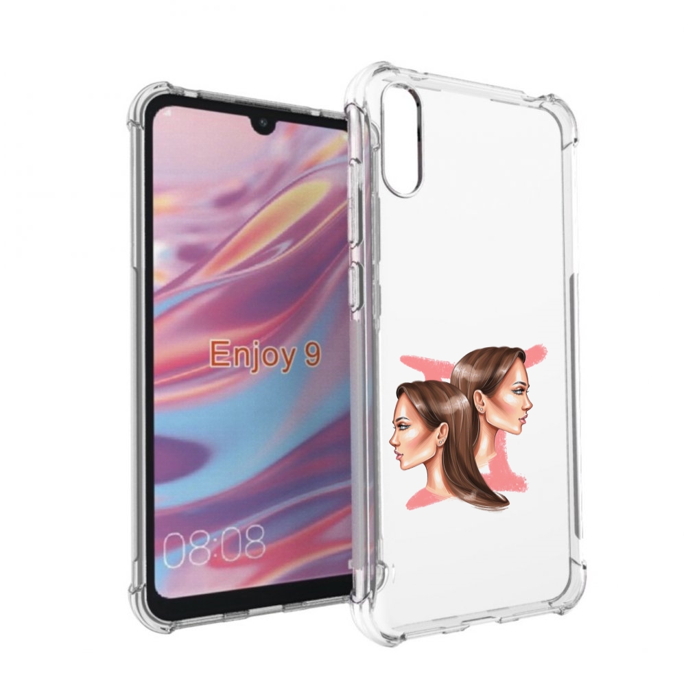 

Чехол бампер MyPads Девушка-Близнецы женский для Huawei Enjoy 9, Прозрачный, Tocco