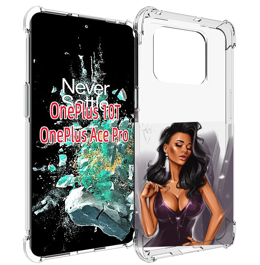 

Чехол MyPads нарисованная-девушка-в-фиолетовом-платье женский для OnePlus 10T, Прозрачный, Tocco