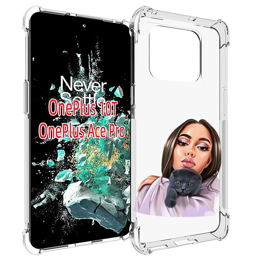 

Чехол MyPads нарисованная-девушка-с-котом женский для OnePlus 10T, Прозрачный, Tocco