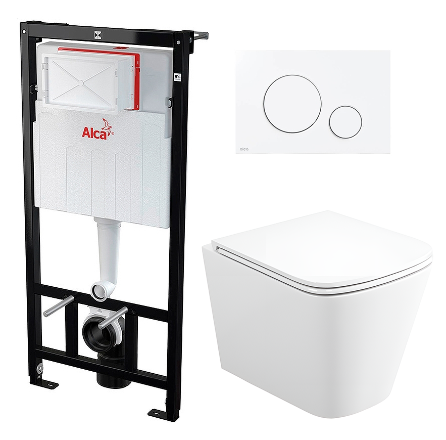 

Комплект инсталляция AlcaPlast + Унитаз BelBagno Due + кнопка белая круг