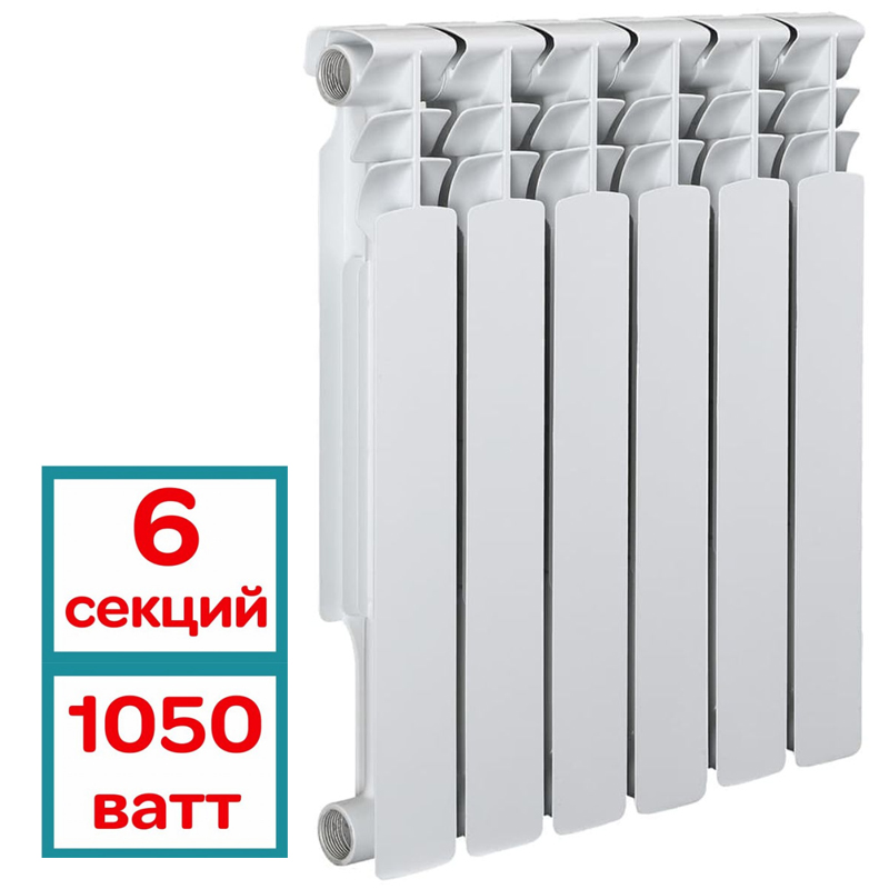 фото Радиатор биметаллический aquaprom bi 500/80 b20 (6 секций)