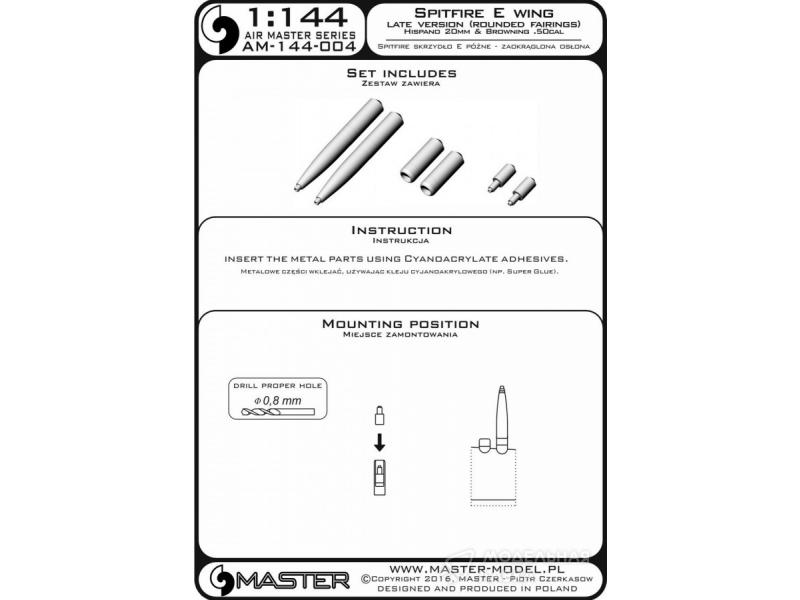 AM-144-004 Крыло Supermarine Spitfire E позднее закругленные обтекатели - Hispano 20 мм и 100042791694 однотонный