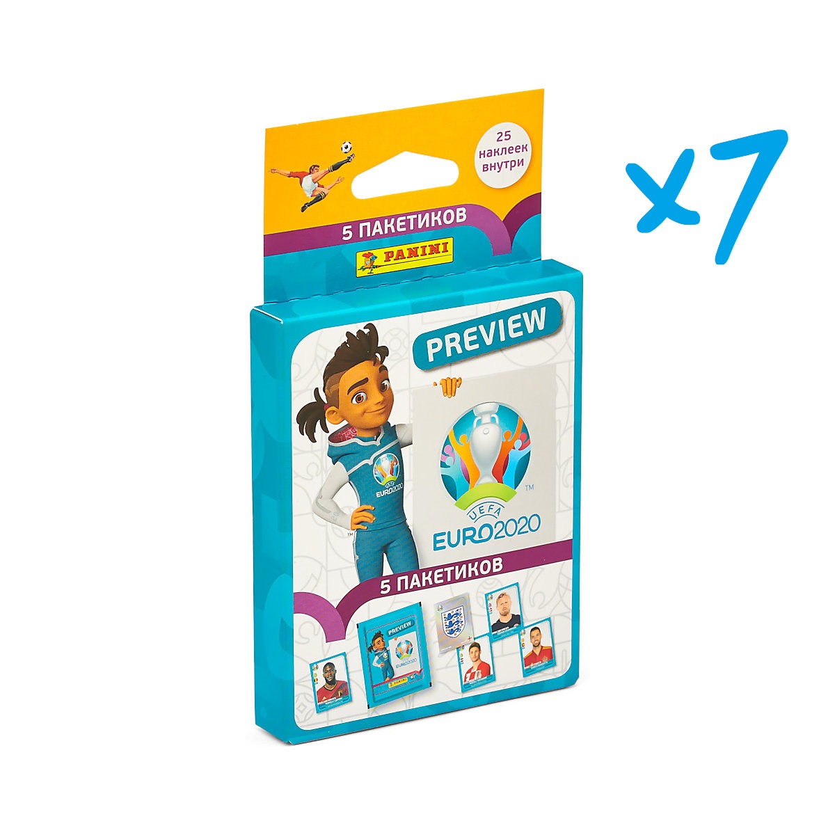 

7х эко-блистер наклеек uefa euro 2020 tm preview от panini (175 наклеек)