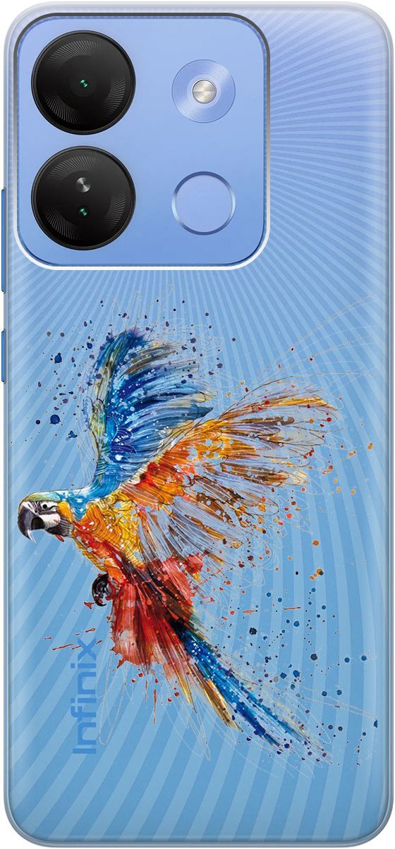 

Чехол на Infinix Smart 7 HD "Colorful Parrot" прозрачный, Прозрачный;голубой, 159433