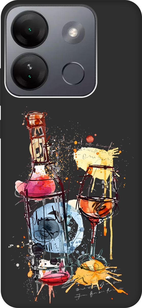 

Чехол на Infinix Smart 7 HD "Aquarelle Wine" черный, Черный;голубой, 159434