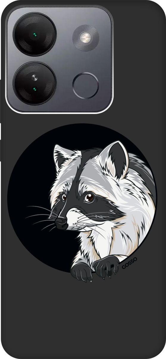 

Чехол на Infinix Smart 7 HD "Raccon in a Hollow" черный, Черный;белый, 159434