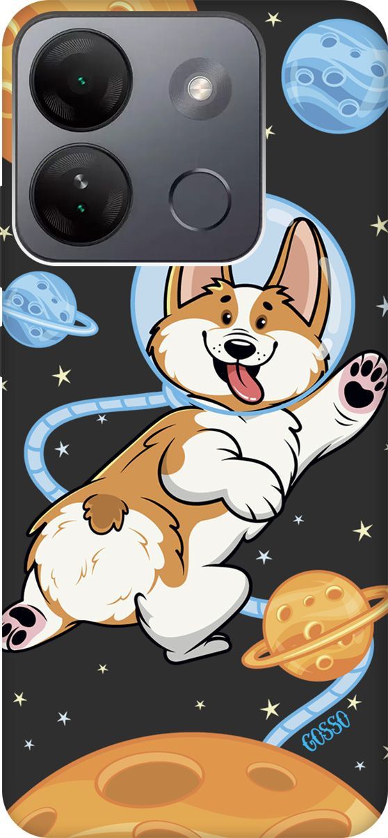 

Чехол на Infinix Smart 7 HD "CosmoCorgi" черный, Черный;коричневый, 159434