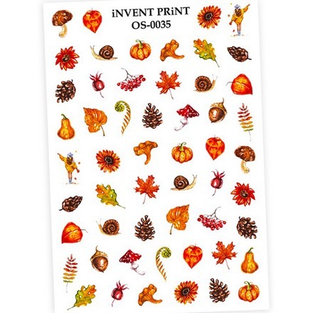 

iNVENT PRiNT, Слайдер-дизайн «Осень. Грибы. Веточки. Листья» №OS-35, Разноцветный