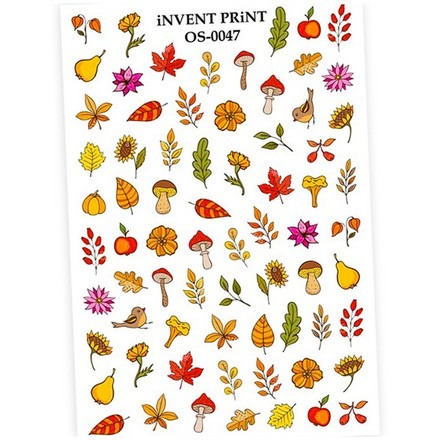 

iNVENT PRiNT, Слайдер-дизайн «Осень. Грибы. Веточки. Листья» №OS-47, Разноцветный