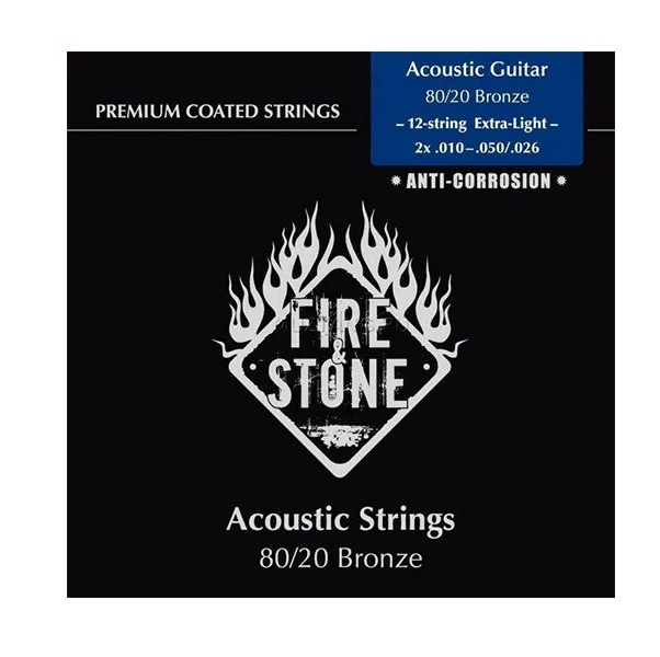 Fire Stone Acoustic Guitar 80/20 Bronze 12-string Extra Light 10-50 Coated струны для 12-с