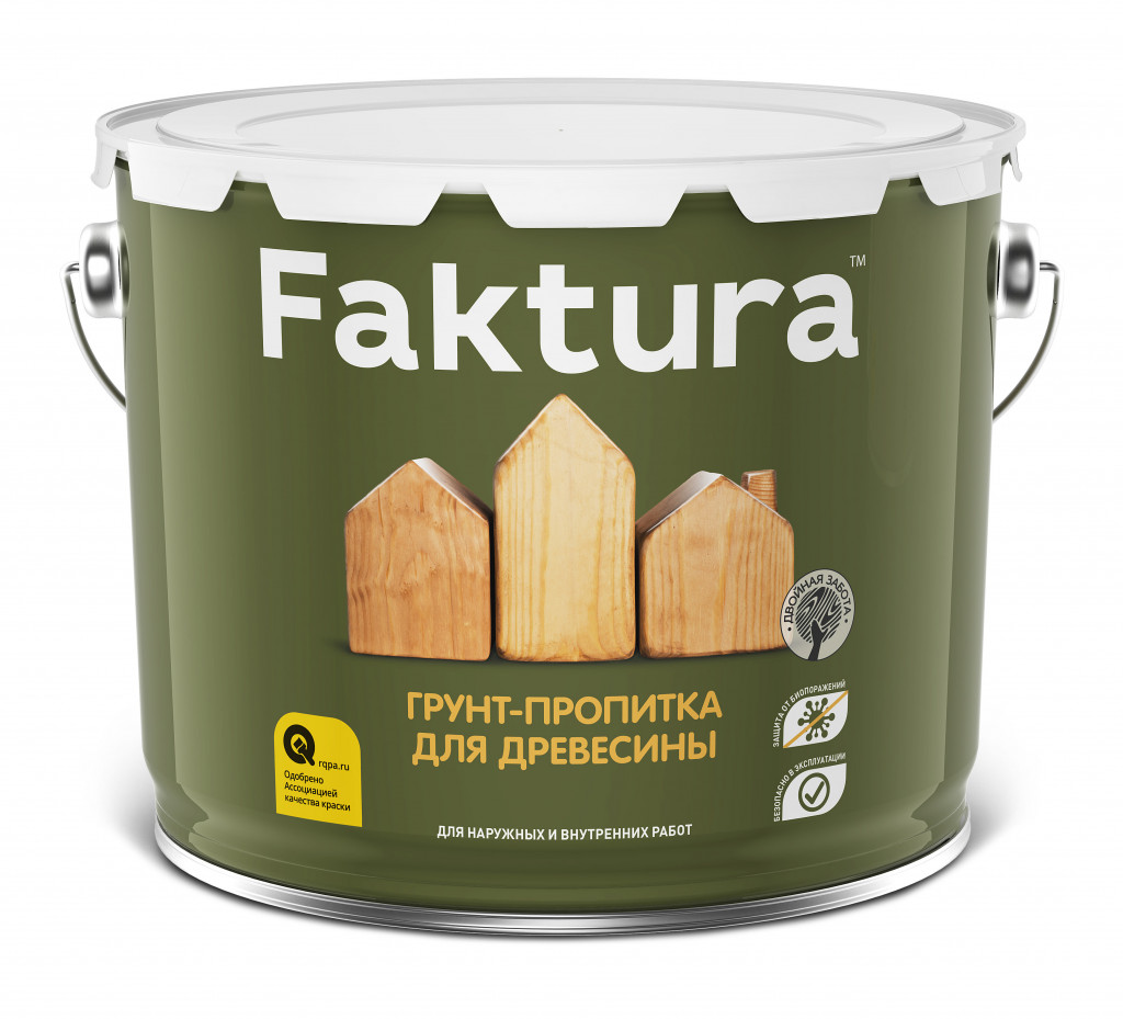 Грунт-пропитка Faktura для древесины биозащитная, 9 л