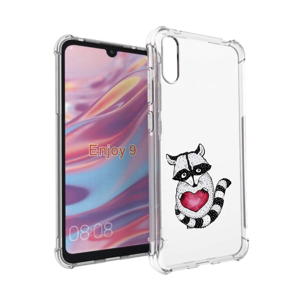

Чехол бампер MyPads Енот с сердечком для Huawei Enjoy 9, Прозрачный, Tocco