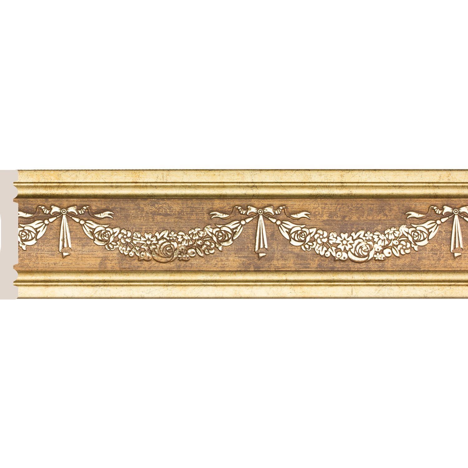 

Багет Cosca, Молдинг 80-2 Гирлянда цветов, античное золото, W1080-2/G327
