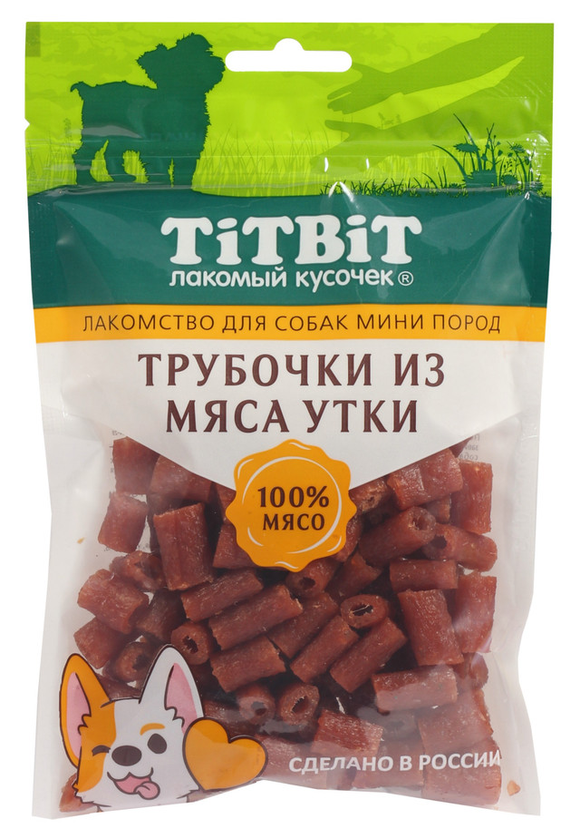 фото Лакомство для собак мини-пород titbit трубочки из мяса утки 100 г