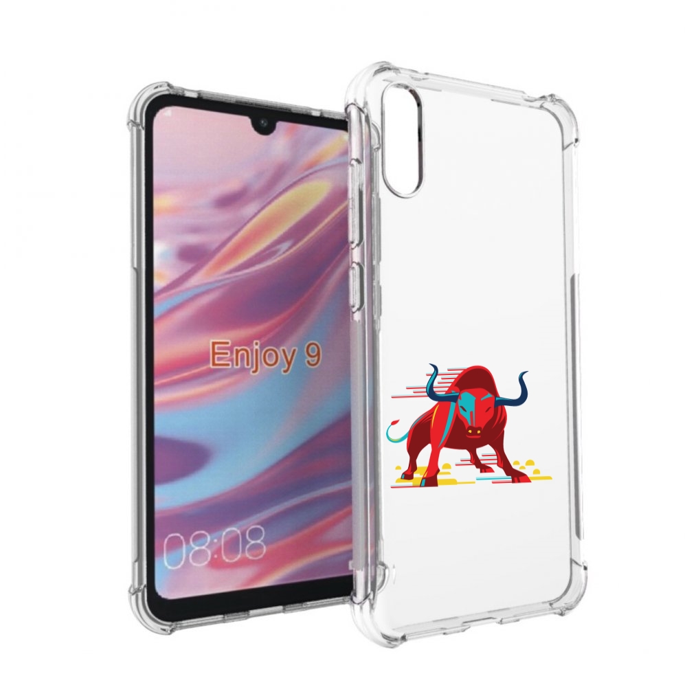 

Чехол бампер MyPads Красный-бык для Huawei Enjoy 9, Прозрачный, Tocco